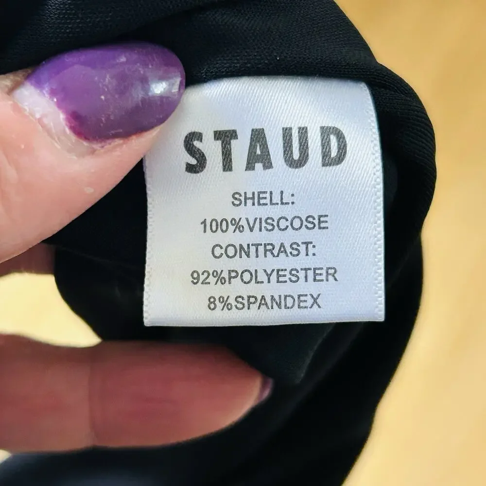 STAUD Falcon Mini Dress Black Size S Sheer Panels L/S Party Going Out Goth Sexy - Picture 7 of 14